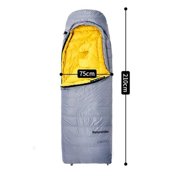 Спальник з натуральним пухом Naturehike CW700 CNK2450WS048, p-р M, жовто-сірий 6927595788127 фото