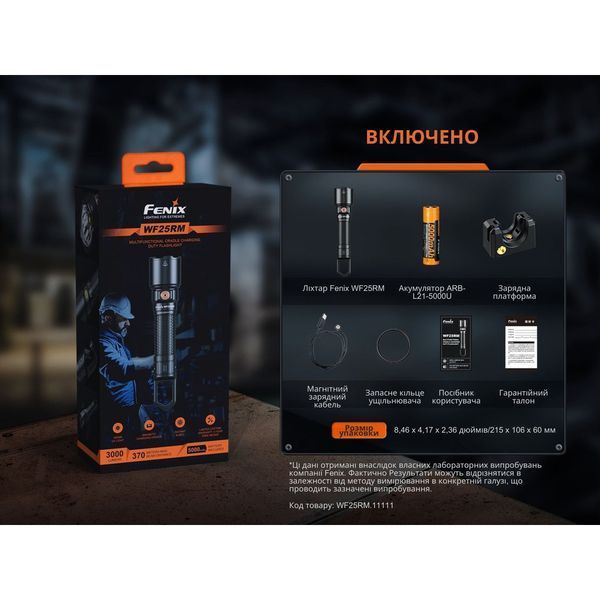 Ліхтар професійний Fenix WF25RM з магнітною зарядкою WF25RM фото