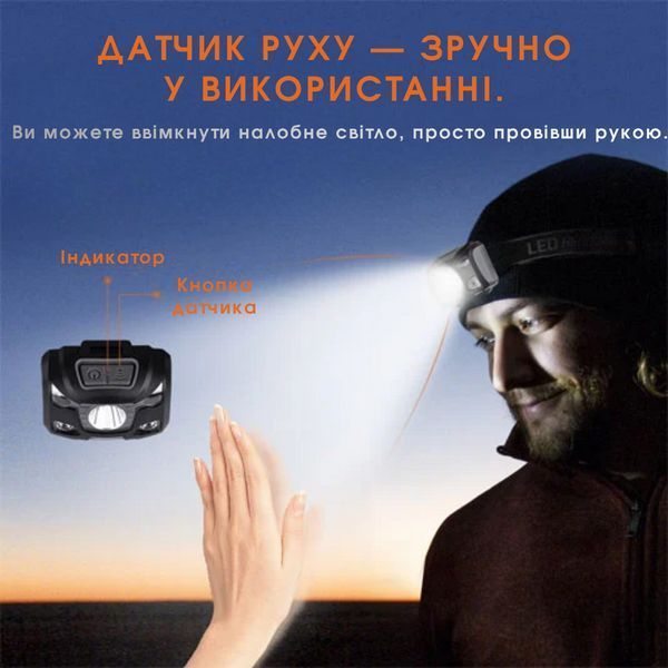 Ліхтарик налобний з захистом IP44 та сенсорним керуванням SuperFire HL78 SF-HL78 фото