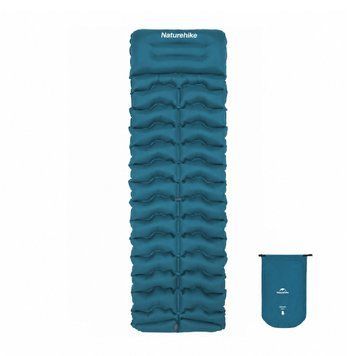 Матрац туристичний надувний одномісний Naturehike CNK2550WS019, 200x60x9.5 см, синій, прямокутний із мішком для надування 6977465863171 фото