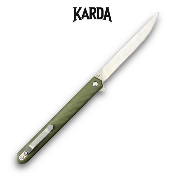 Нож складной Karda J097 army green handle drop blade 1548 фото
