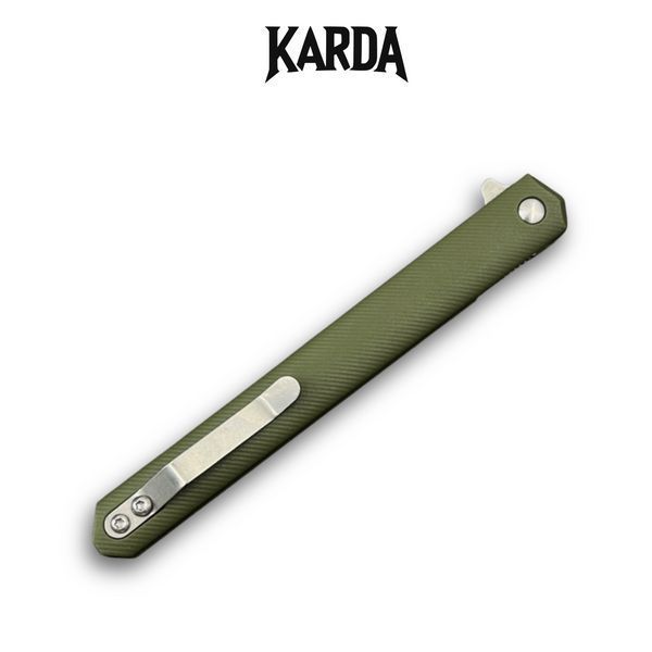Нож складной Karda J097 army green handle drop blade 1548 фото
