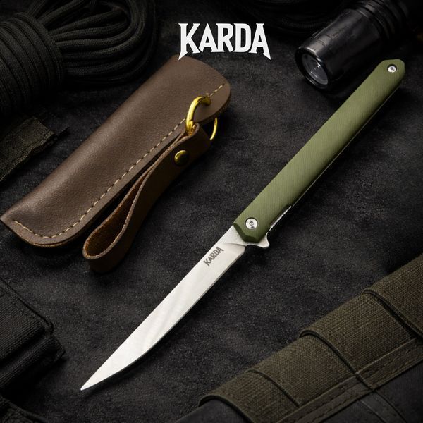 Нож складной Karda J097 army green handle drop blade 1548 фото