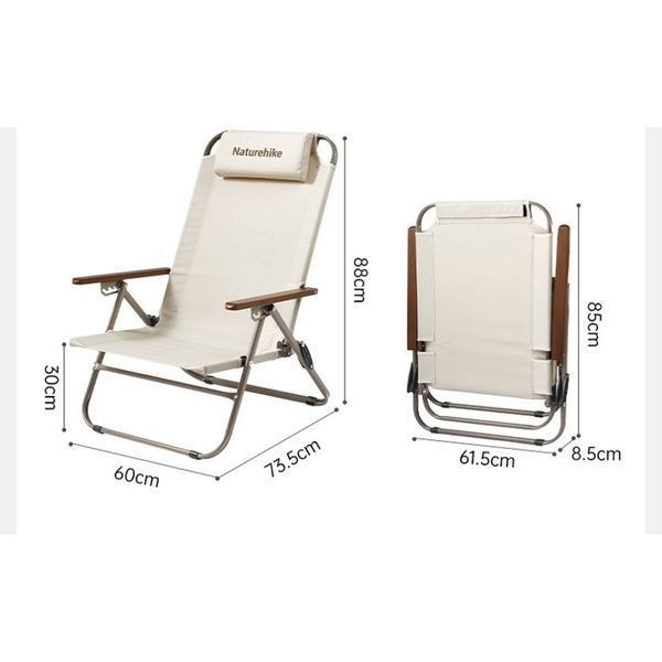 Кресло складное с регулируемым наклоном Naturehike CNK2550JJ012, углеродистая сталь, бежевый 6927595774618 фото