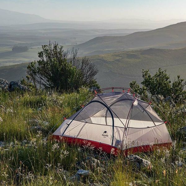 Намет надлегкий двомісний з футпринтом Naturehike Star-River 2 Updated NH17T012-T, 20D, сіро-червоний 57563 фото