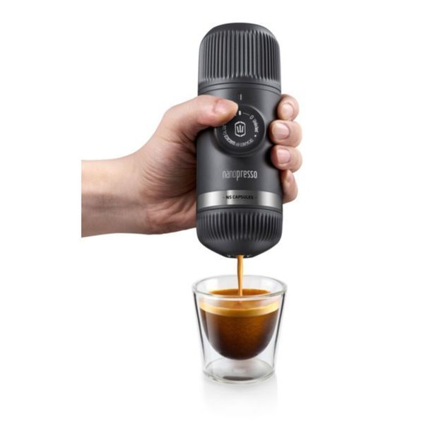 Портативная эспрессо-кофеварка Wacaco Nanopresso серая, механическая, для молотого кофе WNANOGR фото