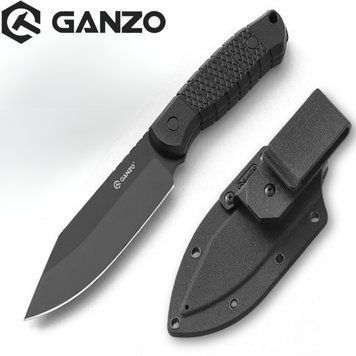 Нож фиксированный охотничий Ganzo Bastion G808В (12.5 см) 8Cr14/ABS черный с чехлом G808B-BK фото