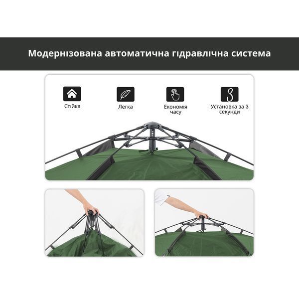 Намет тримісний автоматичний Naturehike NH21ZP008, оливково-зелений 6927595777442 фото