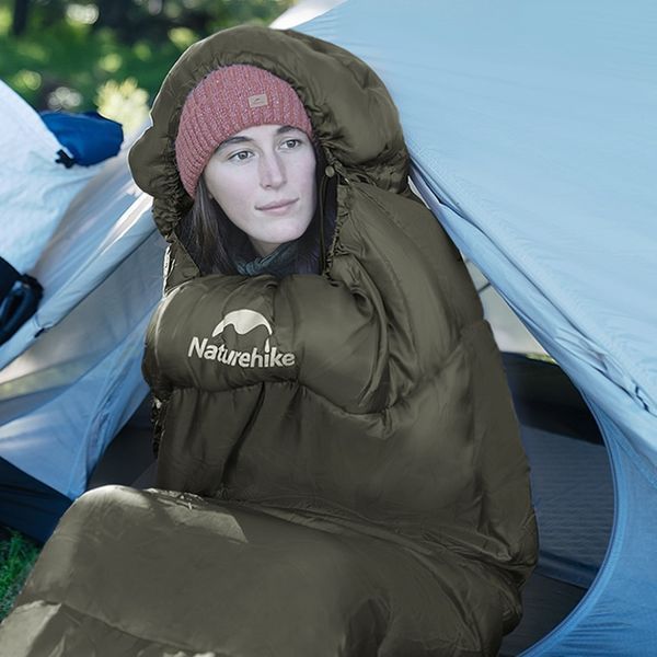 Спальник с капюшоном Naturehike CNK2300SD014 MJ600 Сечь, зеленый 6979850308526 фото