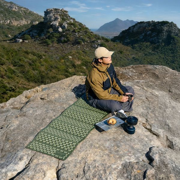 Коврик туристический складной одноместный IXPE Naturehike CNK2650WS010 с алюминиевой пленкой, 200x60x2.3 см, зеленый 6977465865663 фото