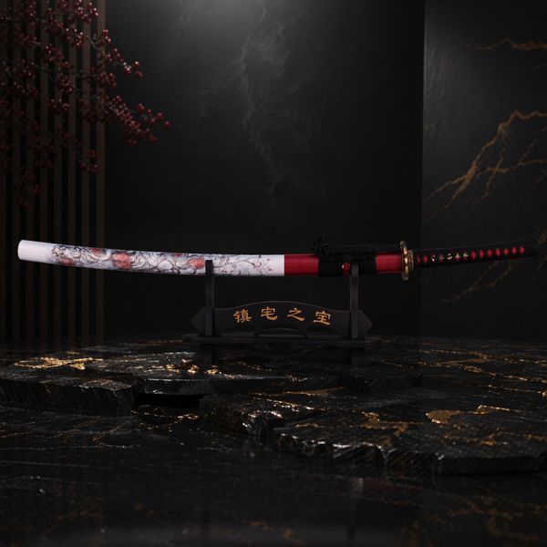 Катана Сувенірна Black-Red Damascus Slim Tanto 1646 фото