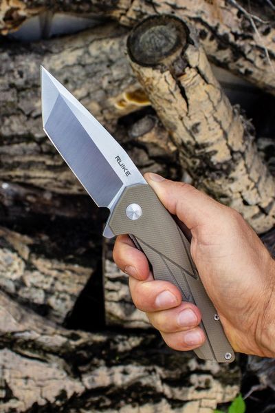 Ніж складаний туристичний Ruike P138-W, (9 см) 14C28N / G10 бежевий P138-W фото