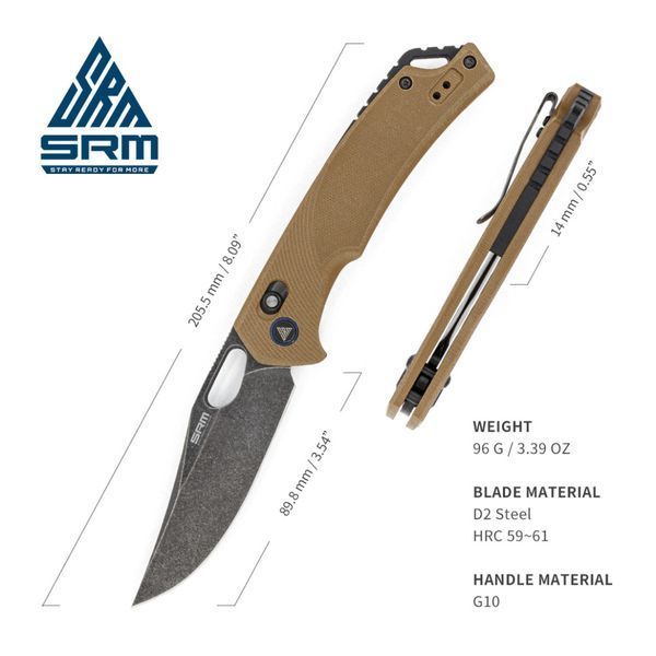Ніж Складаний SRM Retreiver 9201-GW (D2, G10) 9201-GW фото